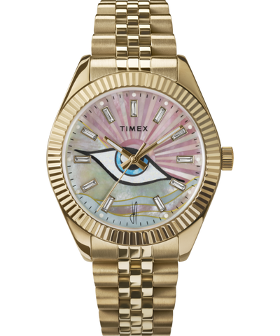 TW2Y11200 Timex x Jacquie Aiche Guiding Light 36mm Stainless Steel Bracelet Watch Primary Image