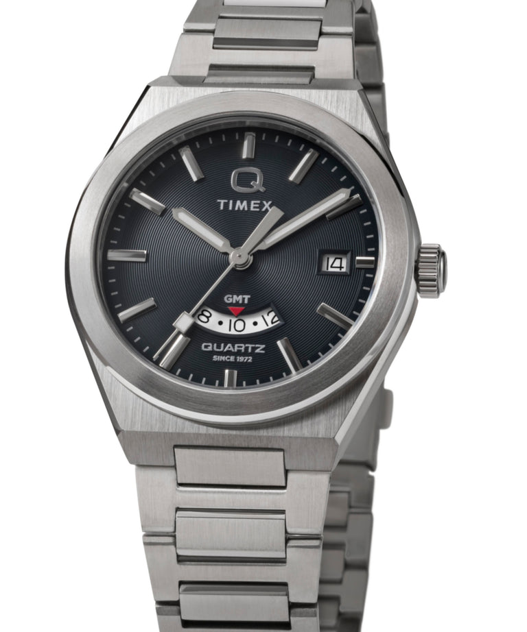 TW2Y12100 Q Timex® Continental GMT 39mm Stainless Steel Bracelet Watch Collab Additional Image