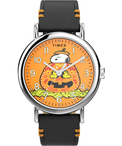 TW2Y12300 Timex x Peanuts® Weekender Pumpkin Dial 40mm Leather Strap Watch Primary Image