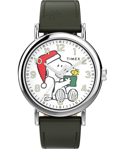 TW2Y12400 Timex x Peanuts® Weekender Holiday Dial 40mm Leather Strap Watch Primary Image