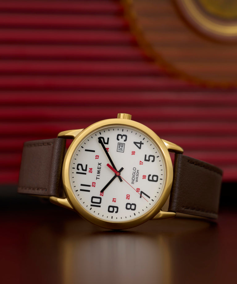 TW2Y12700 Easy Reader® Classic 38mm Leather Strap Watch Campaign Key Silhouettes (Beauty shots) Image