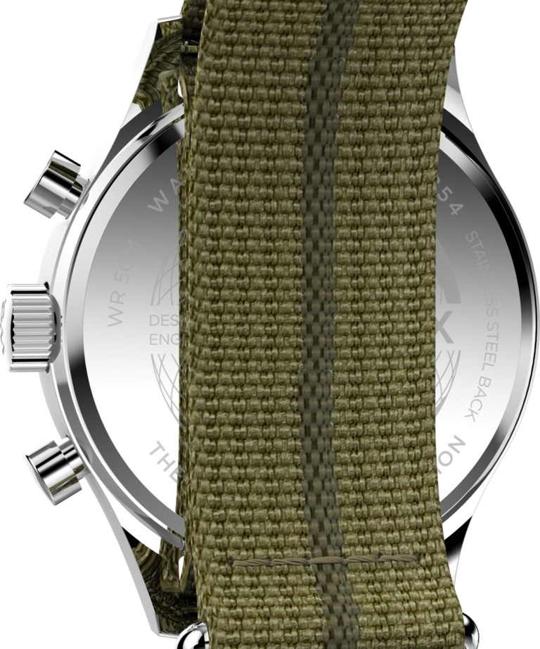 TW2Y15700 Timex Weekender New England Chronograph 40mm Eco-Conscious Fabric Strap Watch Caseback Image