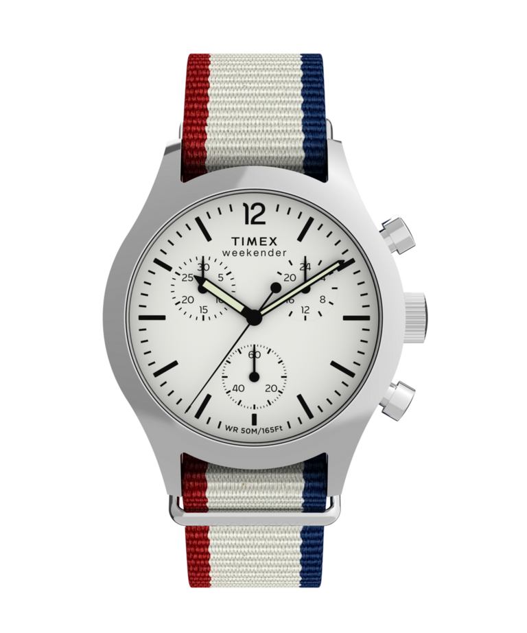 TW2Y15800 Timex Weekender New England Chronograph 40mm Eco-Conscious Fabric Strap Watch Primary Image