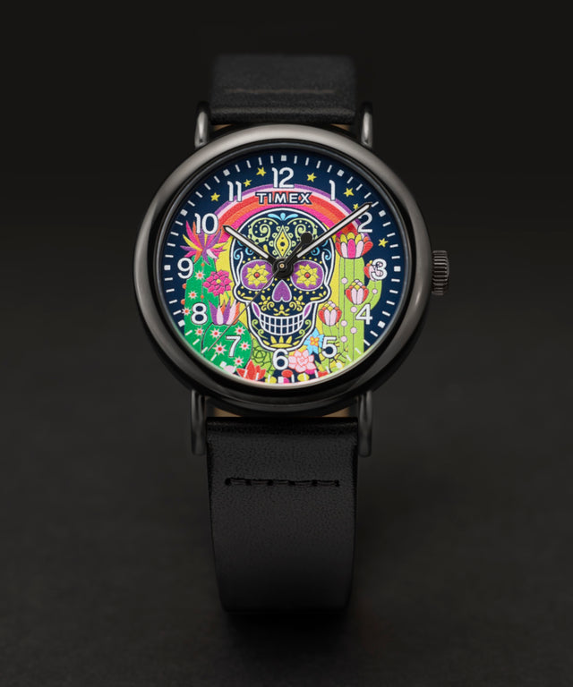 TW2Y15900 Timex Weekender Day of the Dead 40mm Leather Strap Watch Campaign Key Silhouettes (Beauty shots) Image