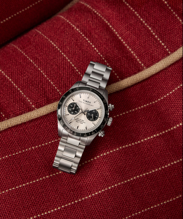TW2Y19200 Waterbury Heritage Chronograph 39mm Stainless Steel Bracelet Watch   Campaign Key Silhouettes (Beauty shots) Image