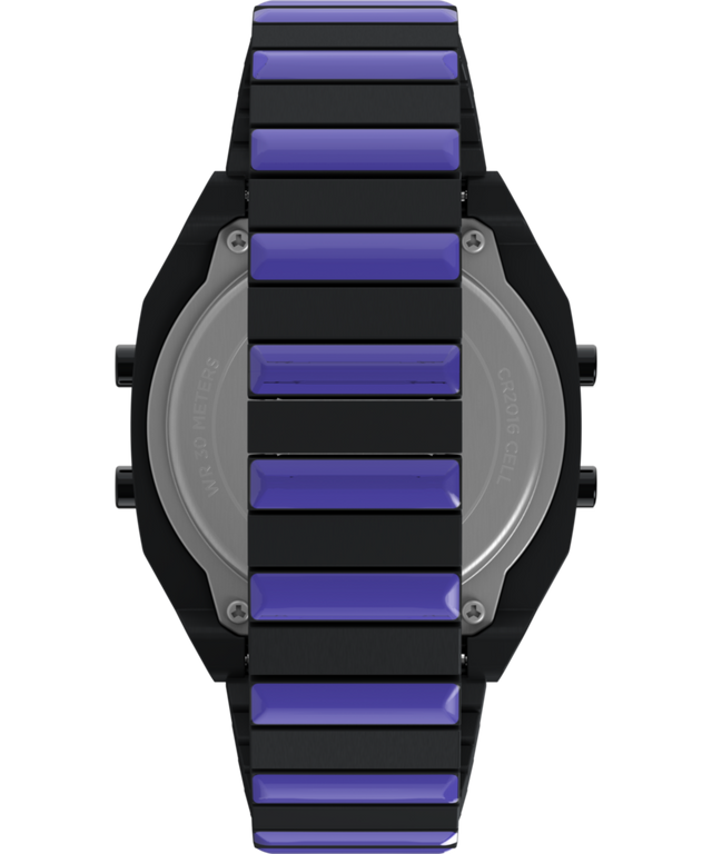 TW2Y19500 Timex x Wednesday T80 36mm Stainless Steel Black and Purple Expansion Band Watch Strap Image