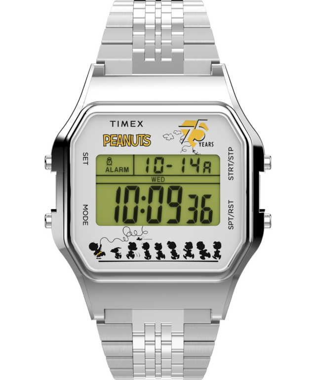 TW2Y20000 Timex x Peanuts® T80 75th Anniversary Edition 34mm Stainless Steel Bracelet Watch Primary Image