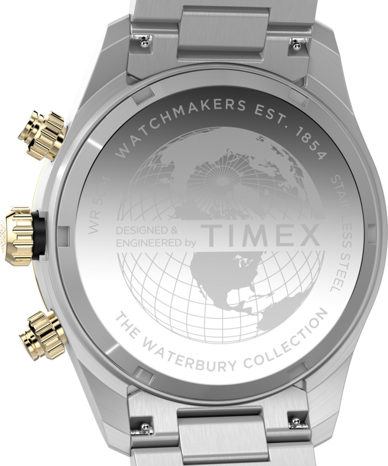 TW2Y24000 Waterbury Heritage Chronograph 39mm Stainless Steel Bracelet Watch   Caseback Image