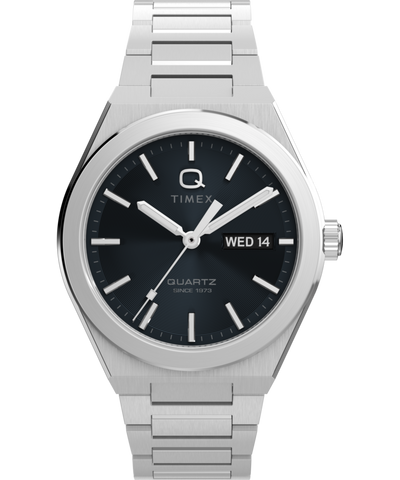 TW2Y25000 Q Timex® Continental Day and Date 39mm Stainless Steel Bracelet Watch Primary Image