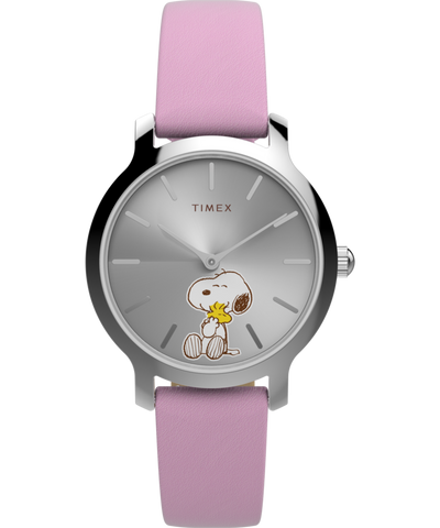 TW2Y26000 Peanuts® x Timex Transcend Snoopy Hug 31mm Leather Strap Watch Primary Image