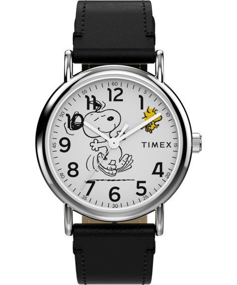 Peanuts® x Timex Weekender Snoopy Dancing 38mm Leather Strap Watch