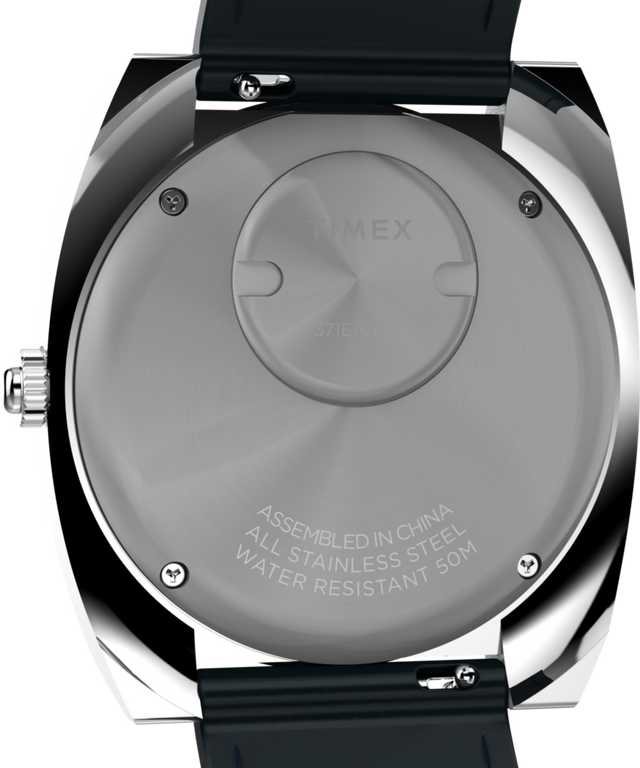 TW2Y31400 Q Timex® 1972 World Time 39mm Leather Strap Watch Caseback Image