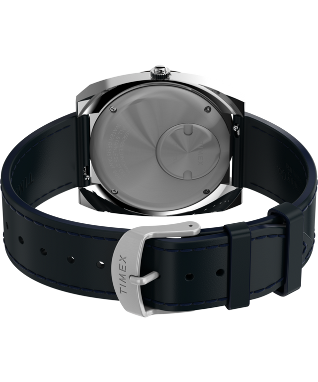 TW2Y31400 Q Timex® 1972 World Time 39mm Leather Strap Watch Caseback with Attachment Image