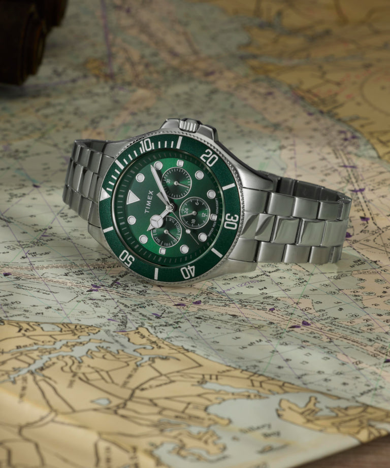 TW2Y33200 Harborside Coast Multifunction 43mm Stainless Steel Bracelet Watch Campaign Key Silhouettes (Beauty shots) Image