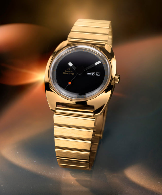 TW2Y34400 Q Timex® 1975 Enigma 37mm Stainless Steel Bracelet Watch Campaign Key Silhouettes (Beauty shots) Image