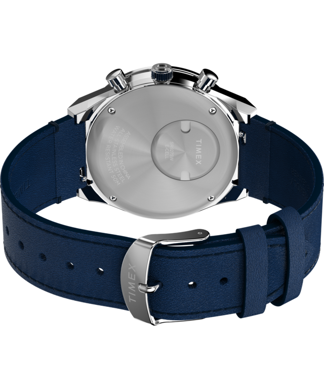 TW2Y36100 Q Timex® Chronograph 40mm Leather Strap Watch Caseback with Attachment Image
