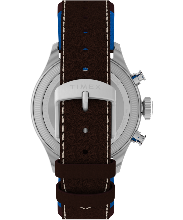 TW2Y38700 Timex x Pan Am® Waterbury Ace Chronograph 41mm Leather Strap Watch Strap Image