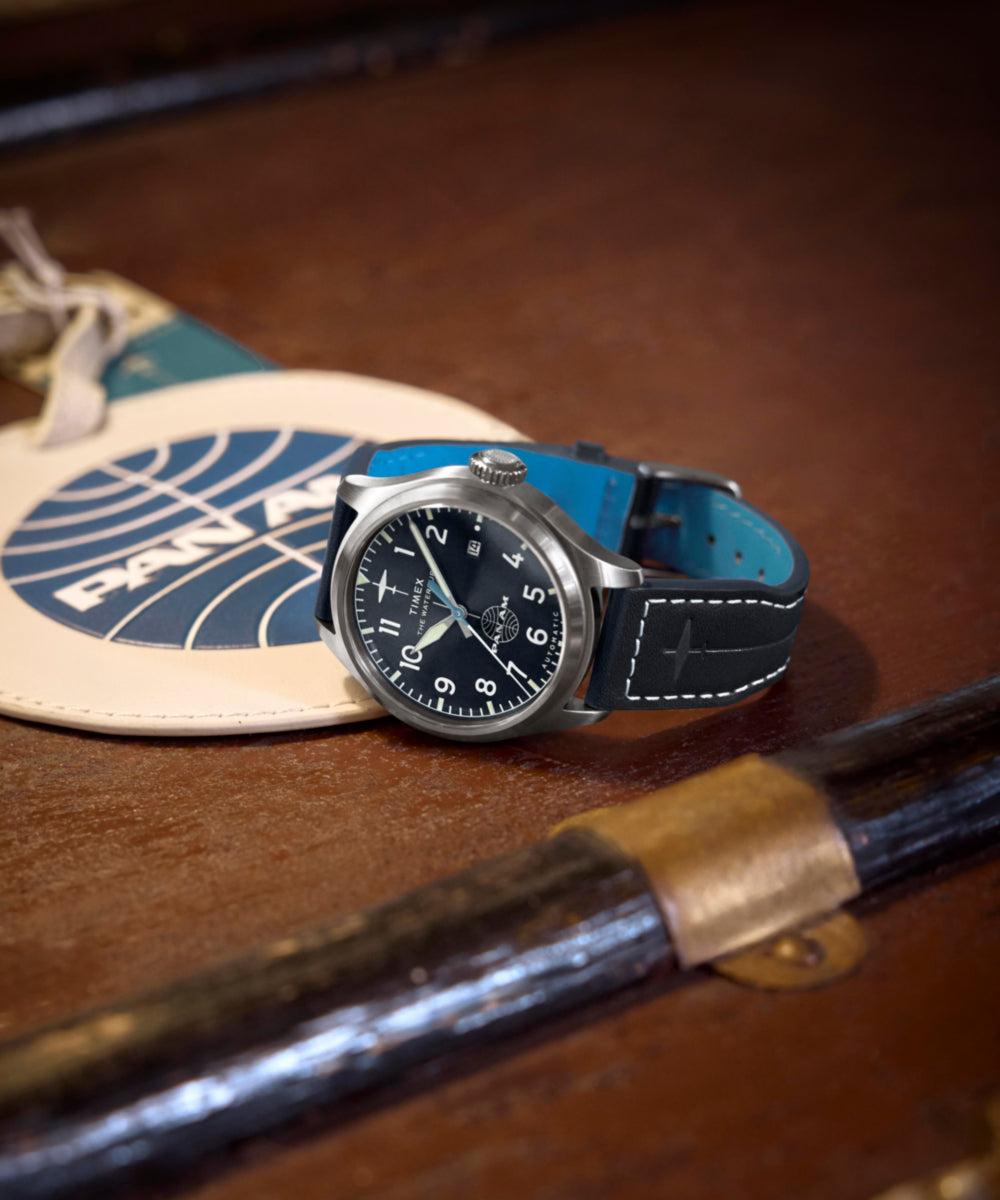 Pan Am® x Timex Waterbury Automatic Ace 41mm Leather Strap Watch