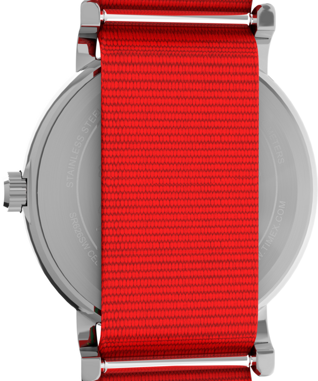 TW2Y39500 Peanuts® x Timex Weekender Snoopy Santa Hat 31mm Fabric Strap Watch Caseback Image