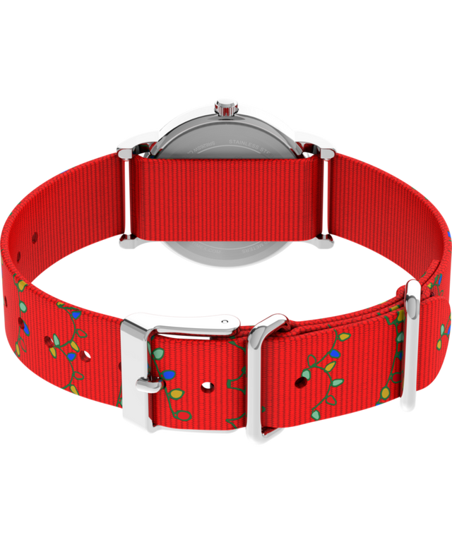 TW2Y39500 Peanuts® x Timex Weekender Snoopy Santa Hat 31mm Fabric Strap Watch Caseback with Attachment Image