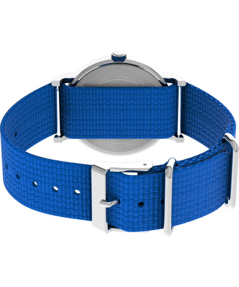 TW2Y44600 Timex x Peanuts Weekender Pumpkin 38mm Fabric Strap Watch Caseback with Attachment Image