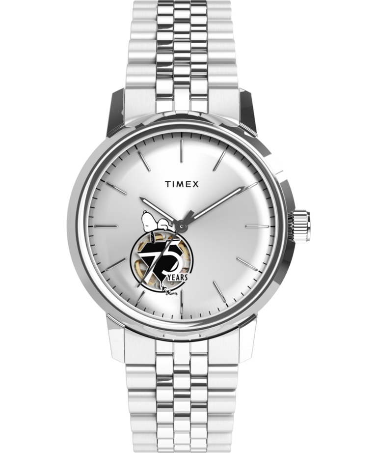 TW2Y45000 Peanuts® x Timex  Marlin® Automatic 75th Anniversary 40mm Stainless Steel Bracelet Watch Primary Image