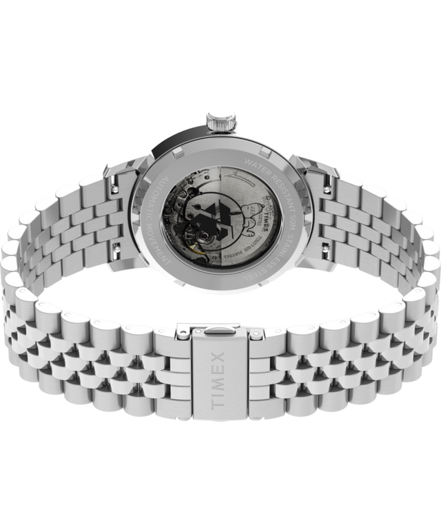 TW2Y45000 Peanuts® x Timex  Marlin® Automatic 75th Anniversary 40mm Stainless Steel Bracelet Watch Caseback with Attachment Image