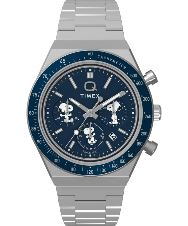 TW2Y45300 Peanuts® x Q Timex Chronograph 40mm Stainless Steel Bracelet Watch  Primary Image