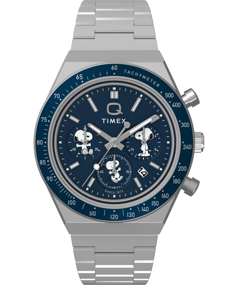 TW2Y45300 Peanuts® x Q Timex Chronograph 40mm Stainless Steel Bracelet Watch  Primary Image