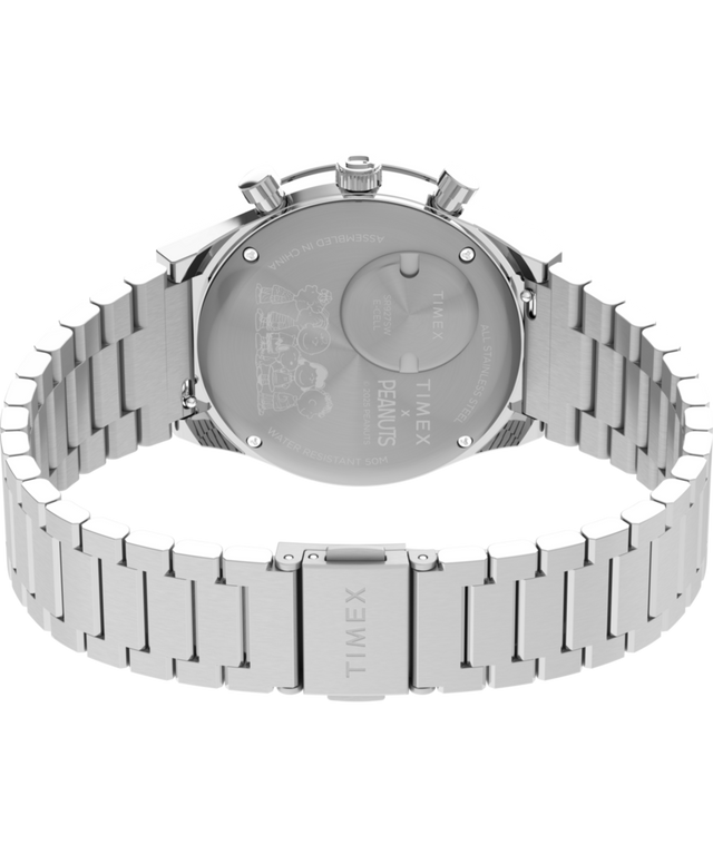 TW2Y45300 Peanuts® x Q Timex Chronograph 40mm Stainless Steel Bracelet Watch  Caseback with Attachment Image