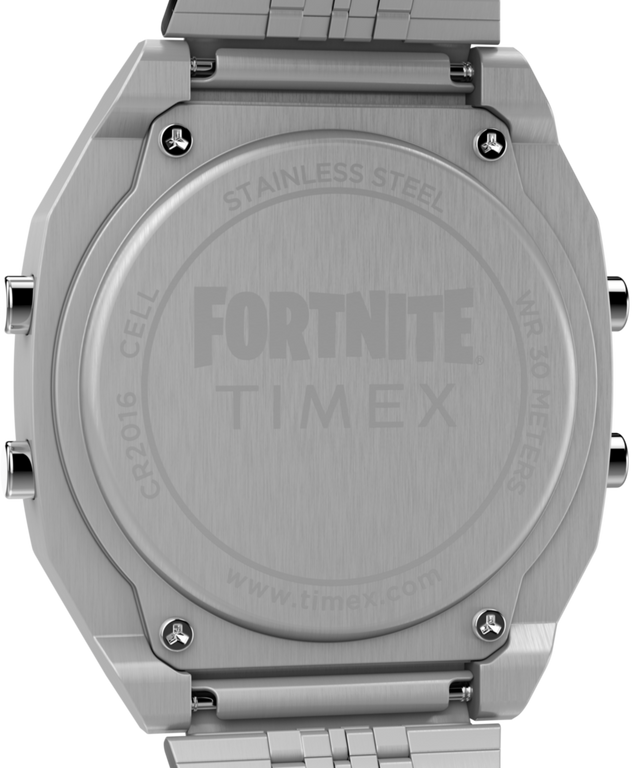 TW2Y46100 Timex x Fortnite T80 36mm Stainless Steel Bracelet Watch Caseback Image