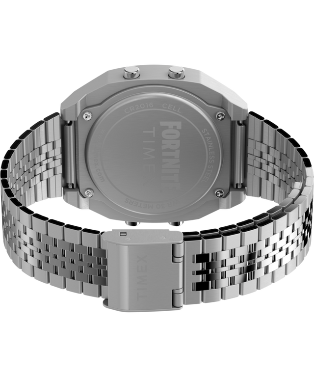 TW2Y46100 Timex x Fortnite T80 36mm Stainless Steel Bracelet Watch Caseback with Attachment Image
