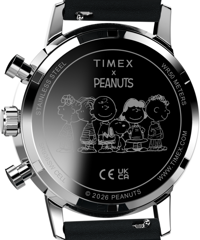 TW2Y48500 Peanuts® x Timex Marlin® Chronograph Joe Cool 40mm Leather Strap Watch Caseback Image