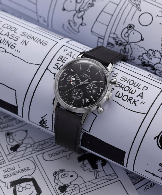 TW2Y48500 Peanuts® x Timex Marlin® Chronograph Joe Cool 40mm Leather Strap Watch Campaign Key Silhouettes (Beauty shots) Image