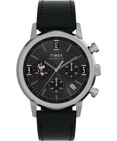 TW2Y48500 Peanuts® x Timex Marlin® Chronograph Joe Cool 40mm Leather Strap Watch Primary Image