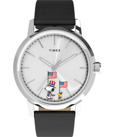TW2Y50300 Peanuts® x Timex Marlin® Automatic Americana 40mm Leather Strap Watch Primary Image