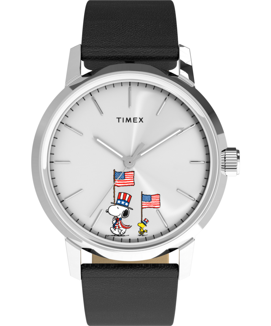TW2Y50300 Peanuts® x Timex Marlin® Automatic Americana 40mm Leather Strap Watch Primary Image