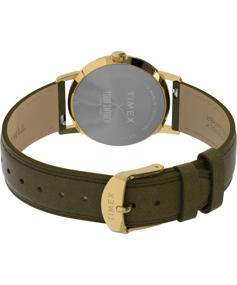 TW2Y51700 Timex x Todd Snyder 34mm Leather Strap Watch Caseback with Attachment Image