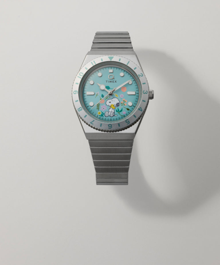 TW2Y52700 Peanuts® x Q Timex® 36mm Stainless Steel Expansion Band Watch Campaign Key Silhouettes (Beauty shots) Image