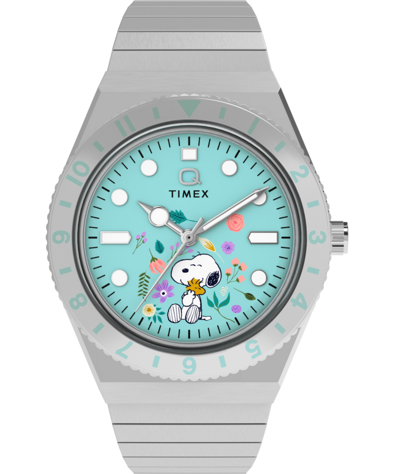 TW2Y52700 Peanuts® x Q Timex® 36mm Stainless Steel Expansion Band Watch Primary Image
