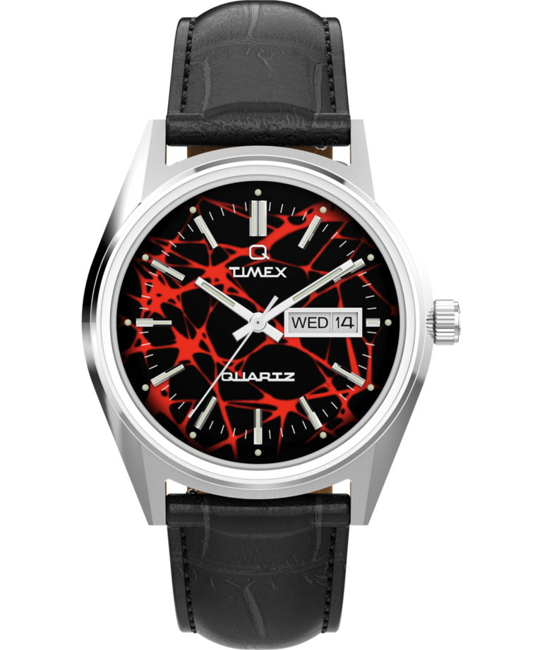 TW2Y55700 Q Timex Red Vega 1978 Reissue 38mm Leather Strap Watch Primary Image