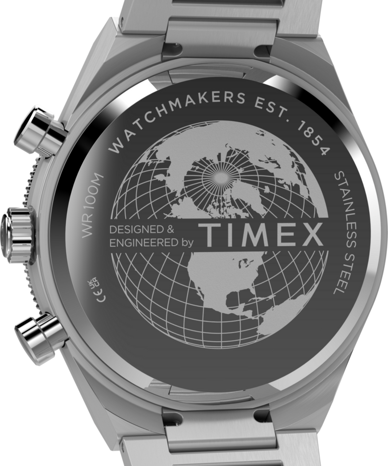 TW2Y55800 Q Timex Continental Chronograph 40mm Stainless Steel Bracelet Watch Caseback Image