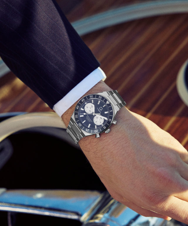 TW2Y55900 Q Timex Continental Chronograph 40mm Stainless Steel Bracelet Watch Primary Wrist Image