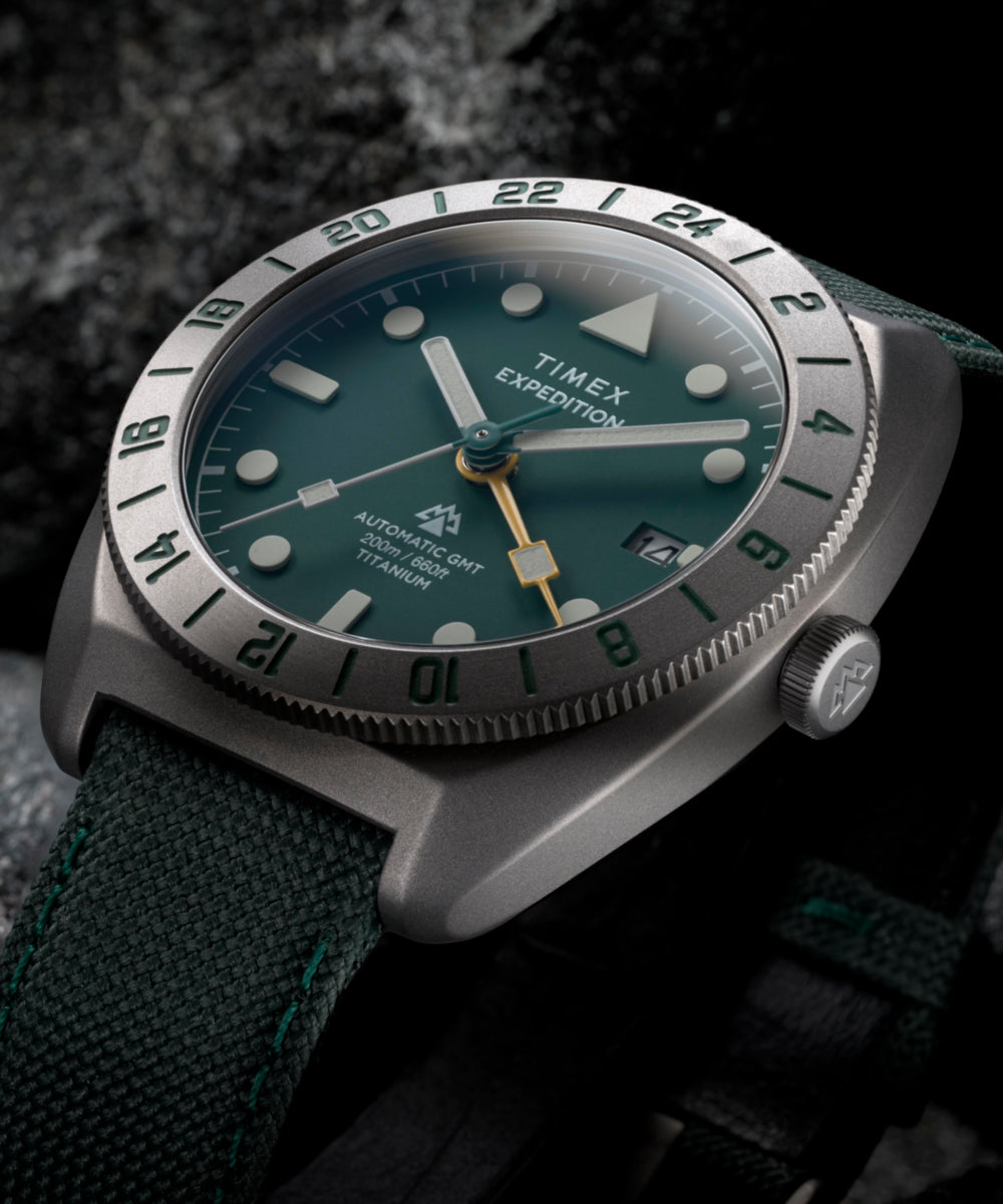 Expedition® Pioneer Titanium Automatic GMT 41mm Fabric Strap Watch