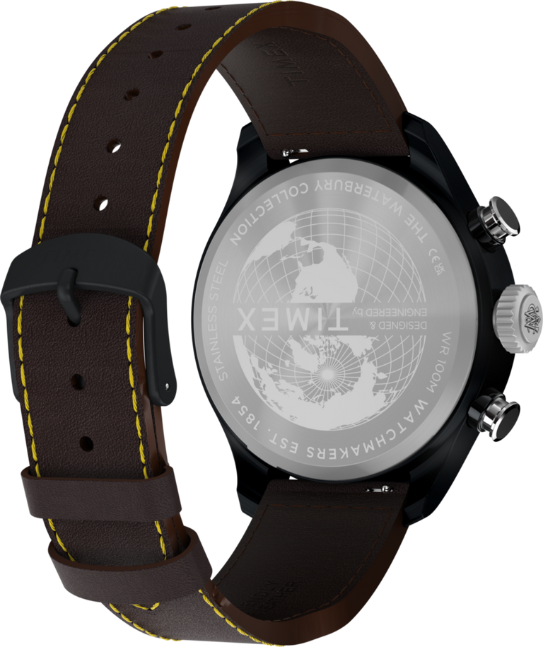 TW2Y70100 Waterbury Ace Fly-Back Chronograph 43mm Leather Strap Watch Caseback with Attachment Image