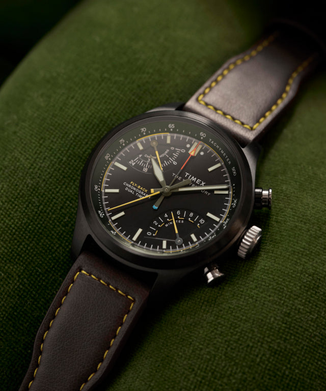 TW2Y70100 Waterbury Ace Fly-Back Chronograph 43mm Leather Strap Watch Campaign Key Silhouettes (Beauty shots) Image