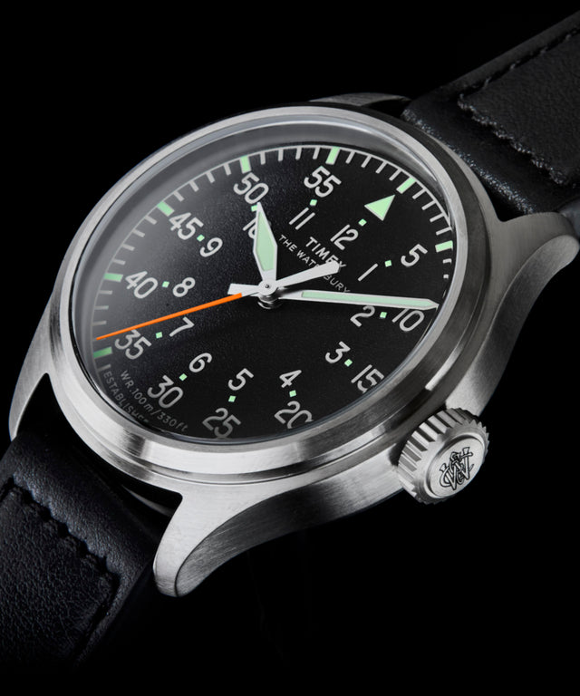 TW2Y70400 Waterbury Ace 41mm Leather Strap Watch Indiglo On