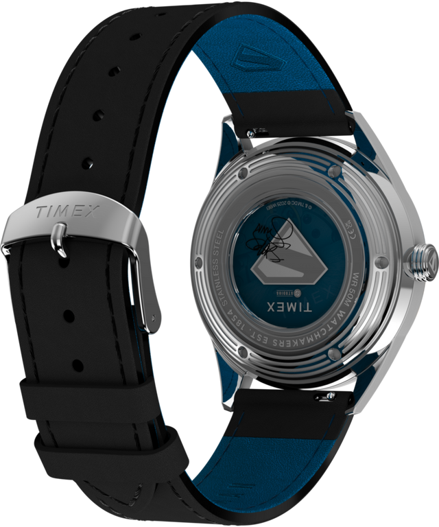 TW2Y71400 Timex x Superman Marlin® Jet Automatic 38mm Leather Strap Watch Caseback with Attachment Image