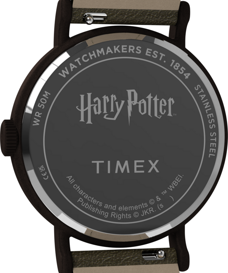 TW2Y77000 Harry Potter x Timex Weekender Sorting Hat 37mm Leather Strap Watch Caseback Image