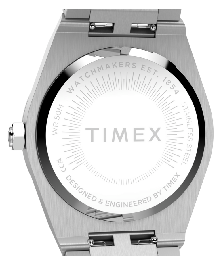 TW2Y81800 Q Timex Marbella 34mm Stainless Steel Bracelet Watch   Caseback Image